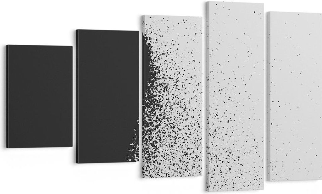 Bild auf Leinwand - Leinwandbild - 5 Teile - Abstraktion Schwarzweiß Geometrie - 100x60cm - Wand Bild - Wanddeko - Wandbilder - Leinwanddruck - Bi...