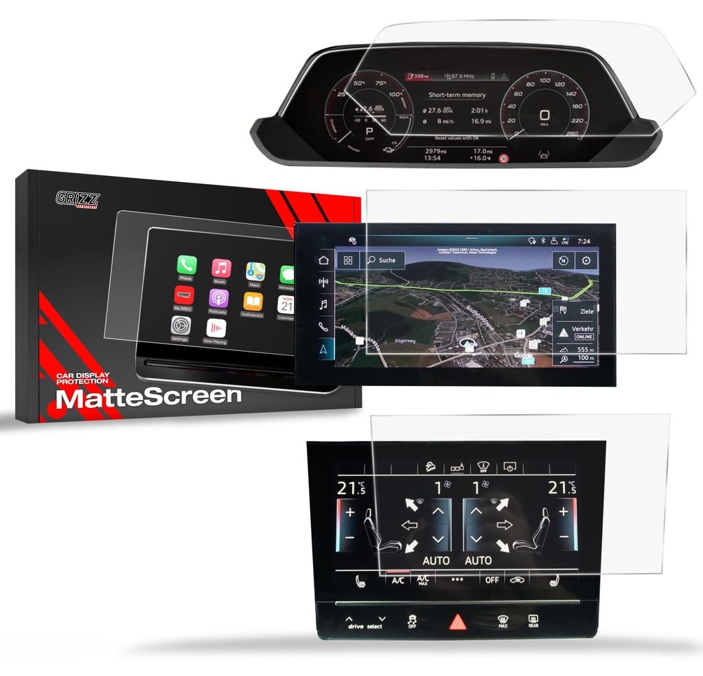 Matte Autodisplayfolie 3in1 für Audi Q8 e-tron (2022-2025), Produktbild 