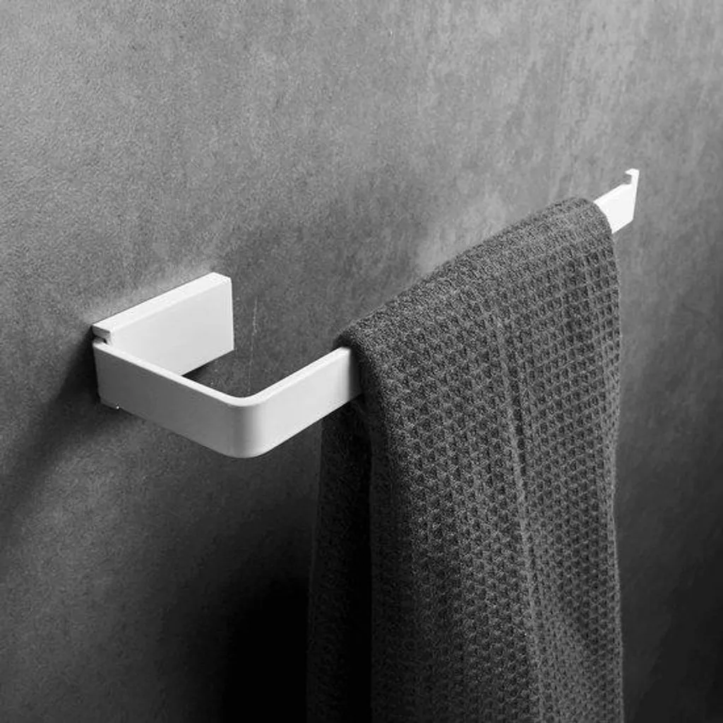 Porte-serviette mural en acier inox blanc à bras ouvert - Barre simple