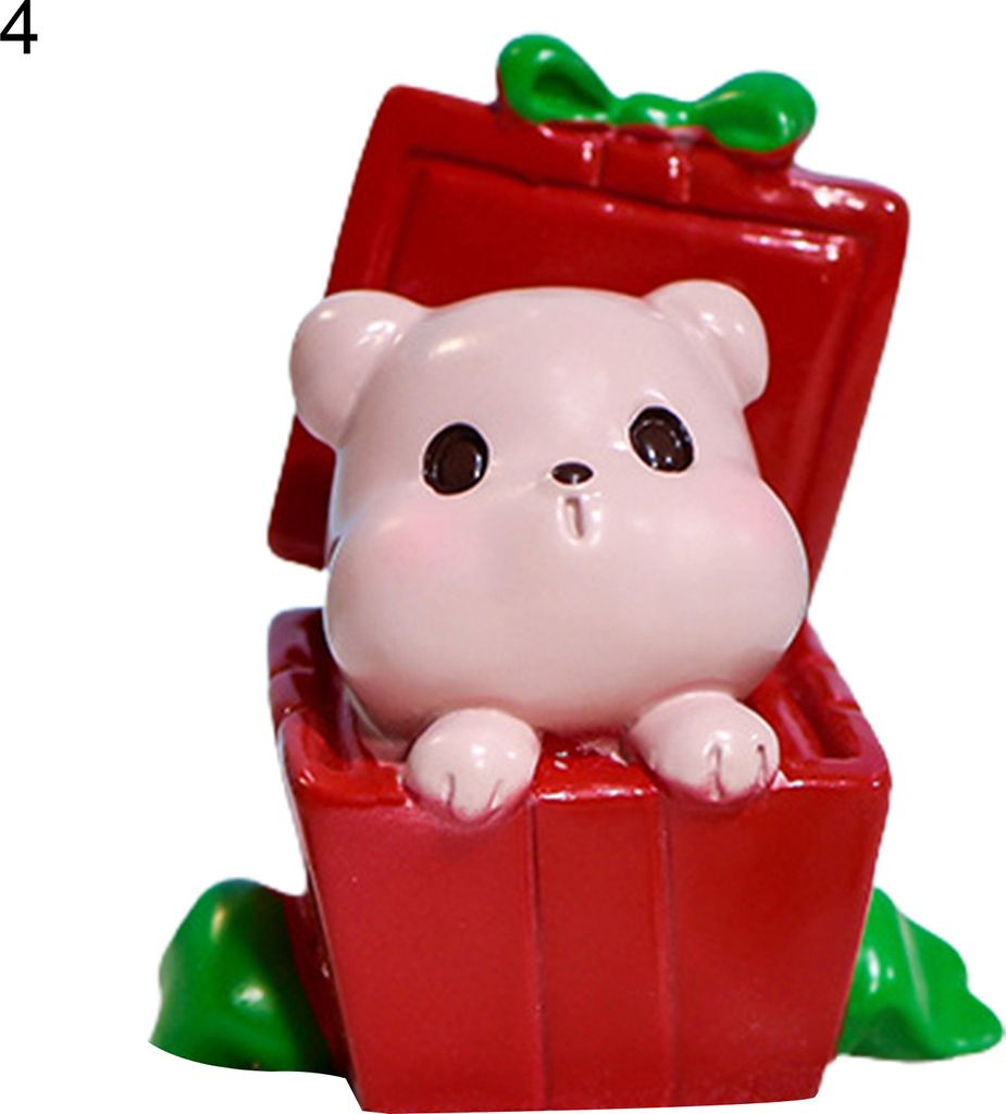 Cartoon Tier Miniatur Realistisches Weihnachtsfest -Thema kleine Harzpuppen Ornamente Desktop Dekor-4