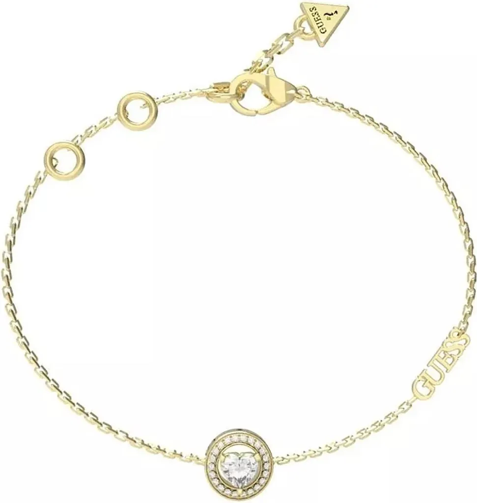 Bracciale da donna in oro con cuore di zirconi Guess
