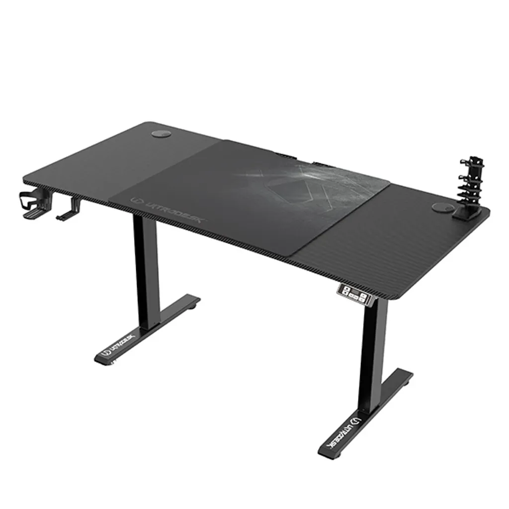 Bureau Gaming Ergonomique Ultradesk Niveau Noir avec Support de Casque