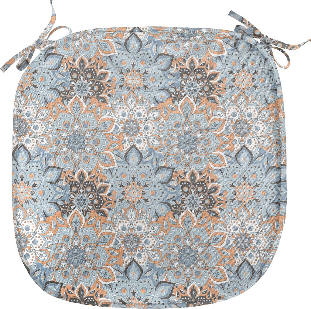 ABAKUHAUS Mandala Polster für Esszimmerstühle, Vintage Style blühen, Dekoratives wasserfestes Kissen mit Riemen für Küchensitze, 40 cm x 40 cm...