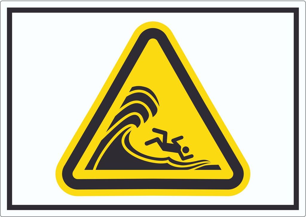 Aufkleber Warnung hohe Brandung Symbol A4 (210x297mm)