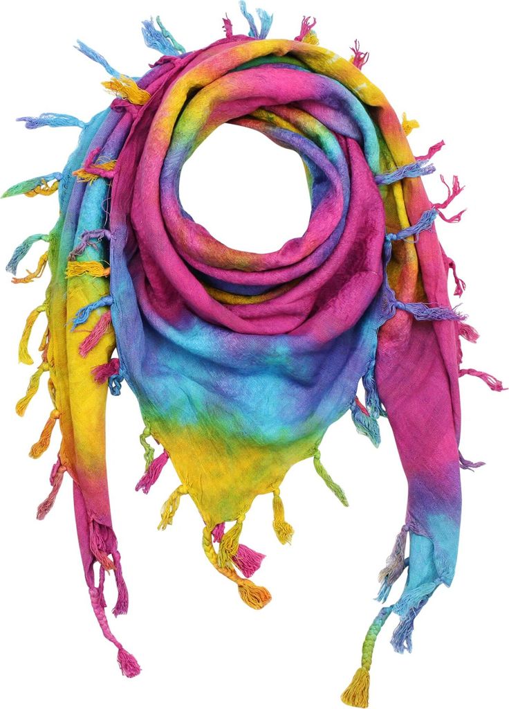 Kefiah - bunt-batik-tiedye 03 - Regenbogenspirale - Shemagh - Arafat-Schal