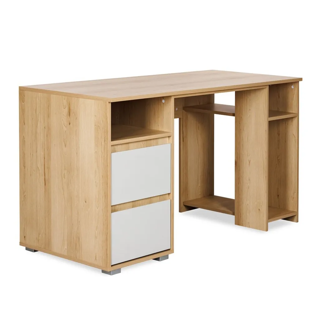 Bureau enfant AGIRA en hêtre et gris - Bureau d'écolier moderne AGIRA - 3