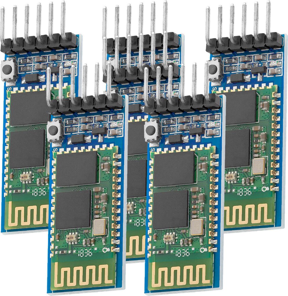 AZ-Delivery Module HC-05 HC-06 Bluetooth Wireless RF-Transceiver-Modul RS232 serielle TTL, 5x Modul