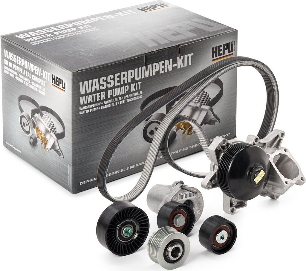HEPU PK04210 Wasserpumpe + Keilrippenriemensatz für BMW 3 Touring (E91) 3 Limousine (E90) 1 Schrägheck (E87) 5 Limousine (E60) 5 Touring (E61) X3