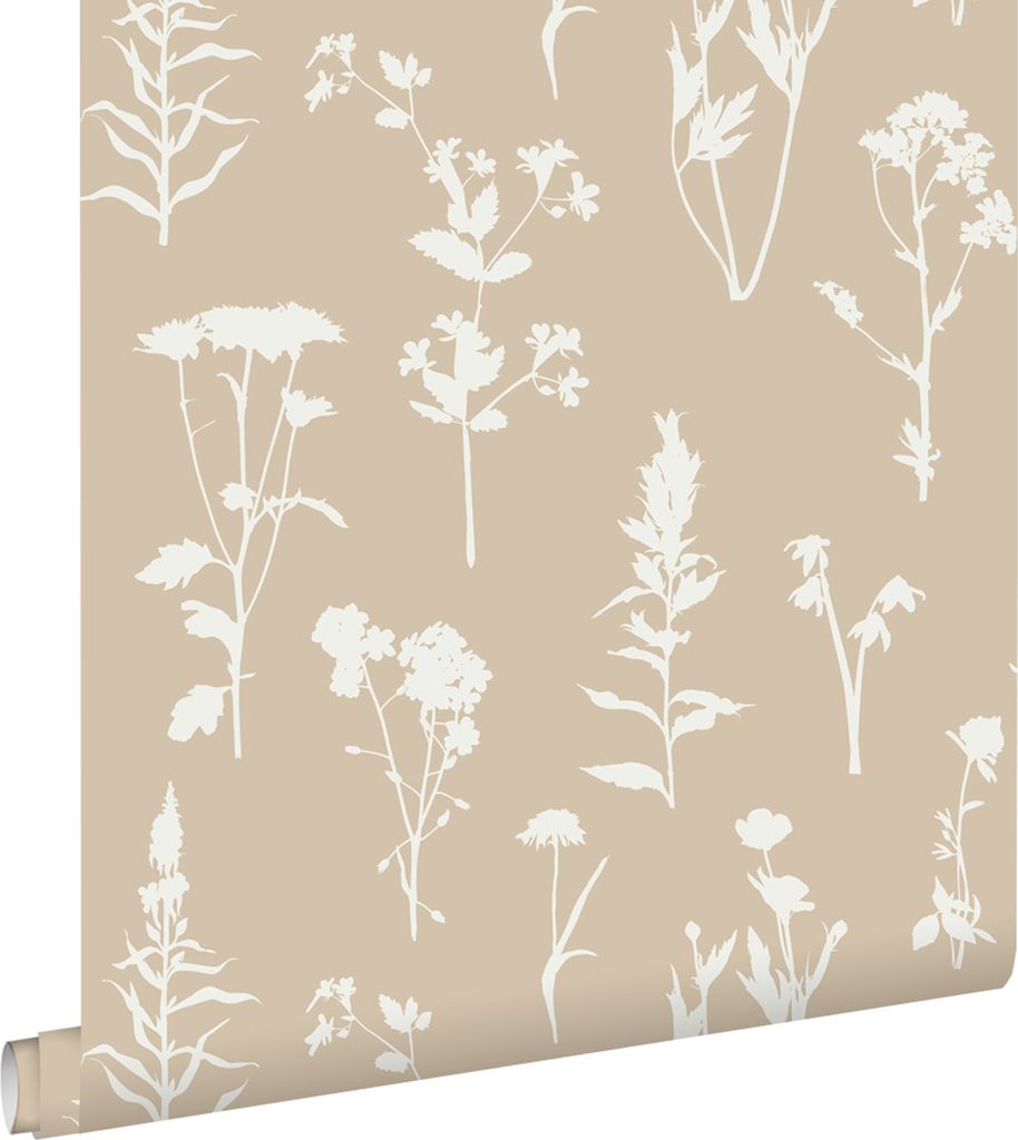 ESTAhome Tapete Feldblumen Sandbeige 53 cm x 10.05 m