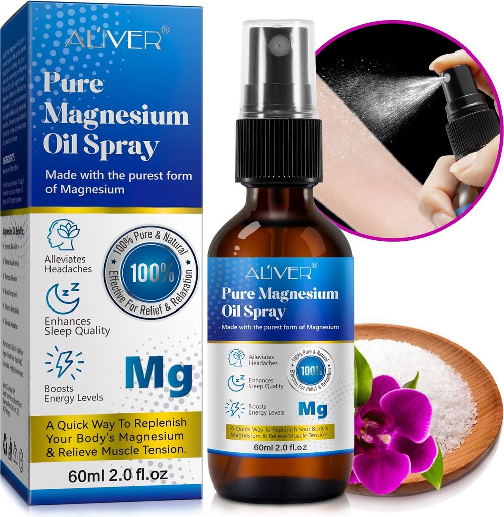 Magnesiumöl Magnesium reines Zechstein Öl Spray für Sport Muskel Entspannung, 1x 60ml