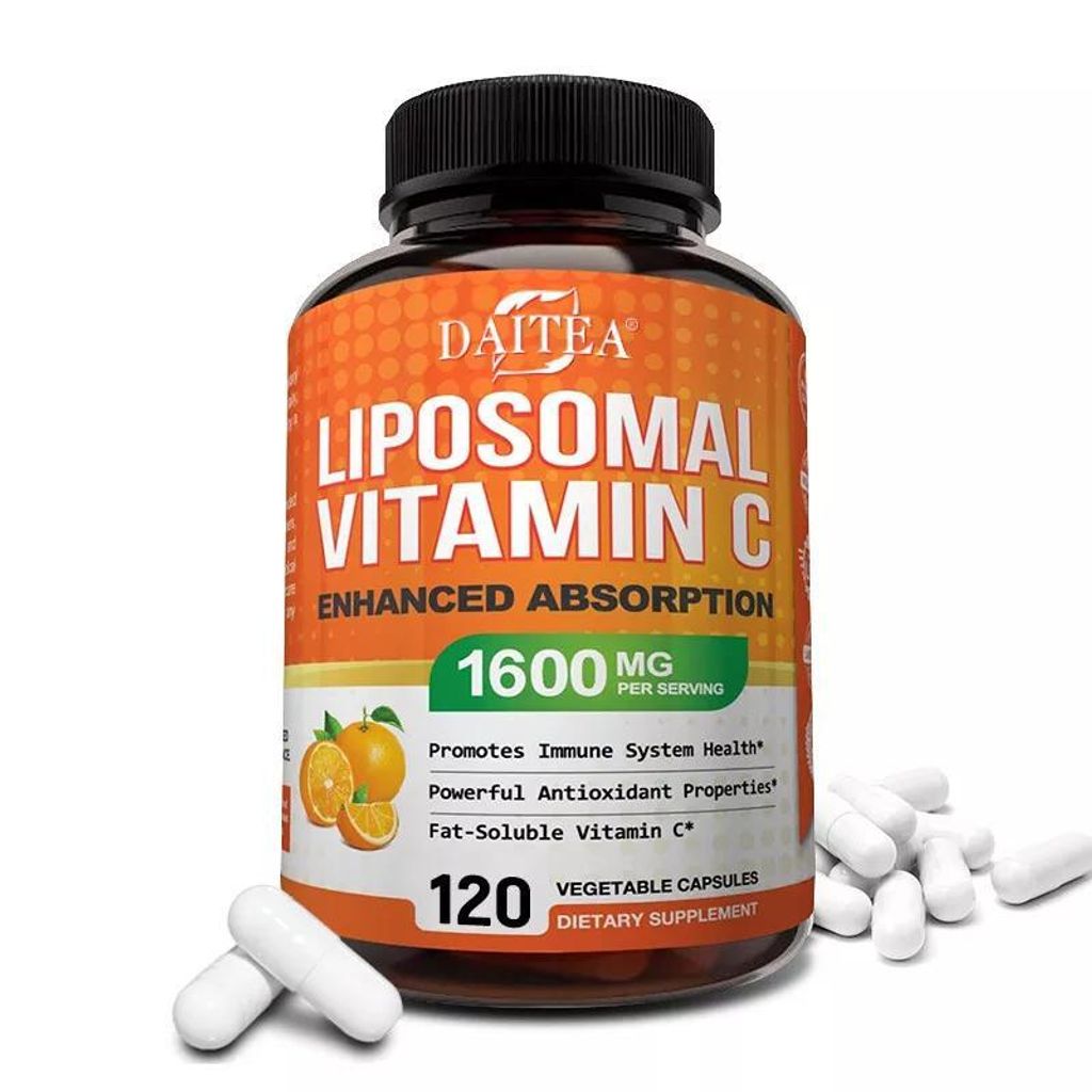 Liposomal Vitamin C 1600mg (120 Kapseln) Nahrungsergänzungsmittel, Immunsystem, Haut, Antioxidants