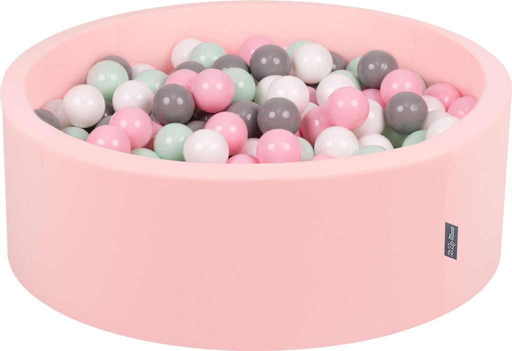 KiddyMoon Bällebad 90x30cm 200 Bälle ∅7cm Rund Bällepool Mit Bunten Bällen Für Babys Und Kinder