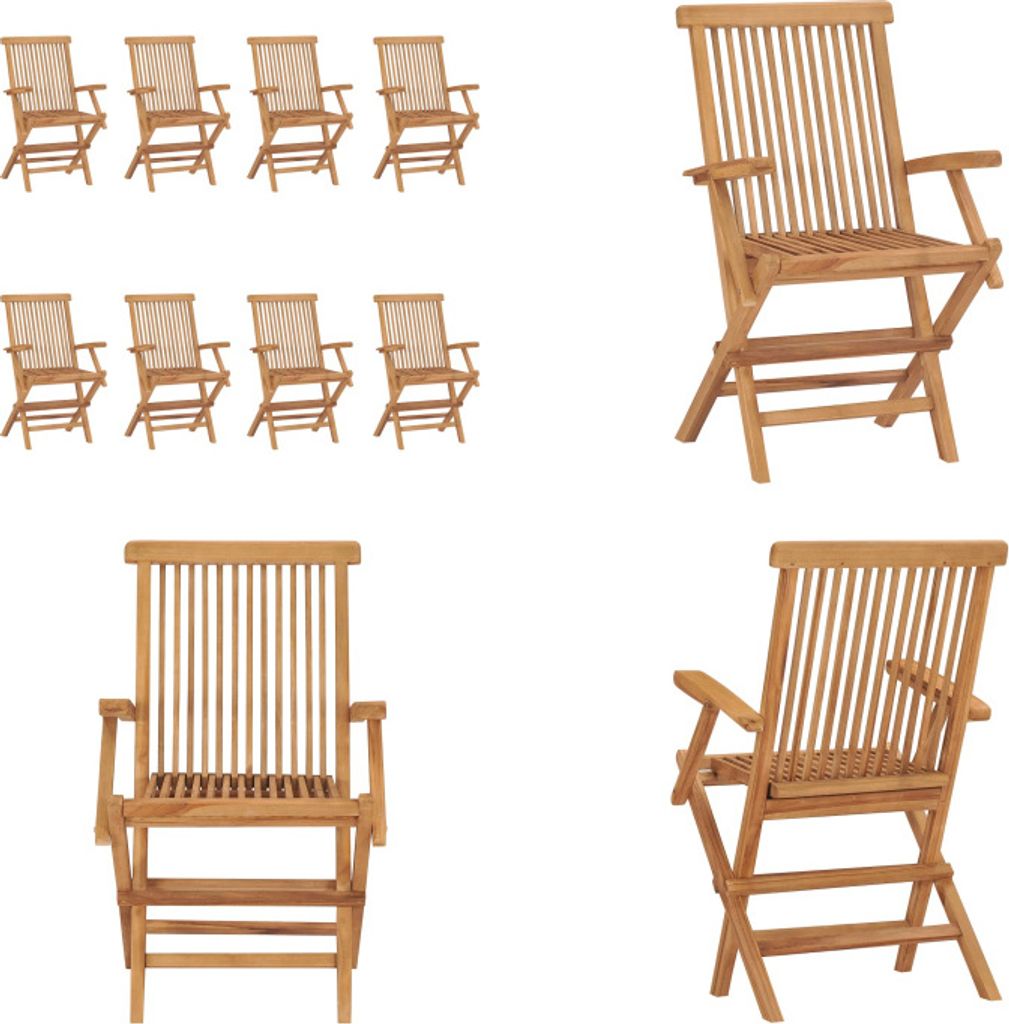 vidaXL Klappbare Gartenstühle 8 Stk. Massivholz Teak - Gartenstuhl - Gartenstühle - Gartenstuhl Aus Holz - Stuhl Für Den Außenbereich