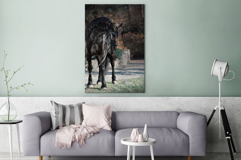 OneMillionCanvasses - Leinwandbilder - 90x140 cm, Pferde - Friese - Halter, Wandbilder Kunstdruck Wanddekoration - Wandschmucke - Schlafzimmer