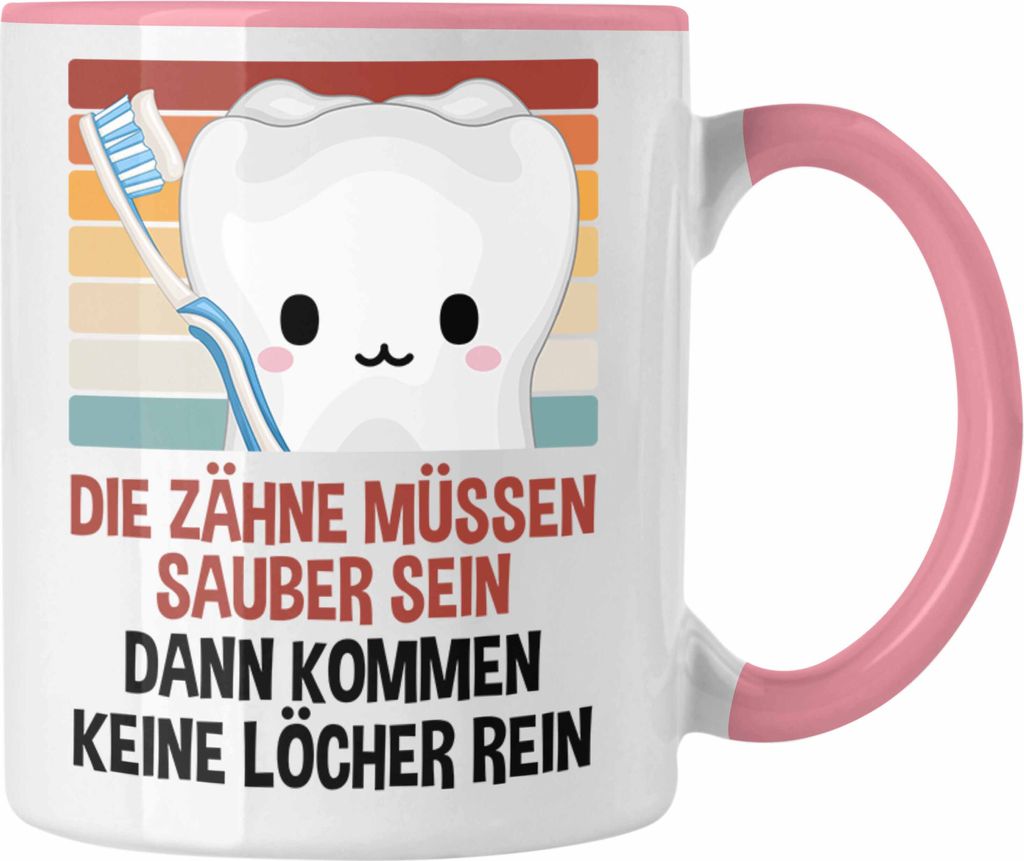 Trendation - Zahnarzt Tasse Geschenk für Zahnarzt Zahnärztin Lustiger Spruch Geschenkidee Geburtstag (Rosa)