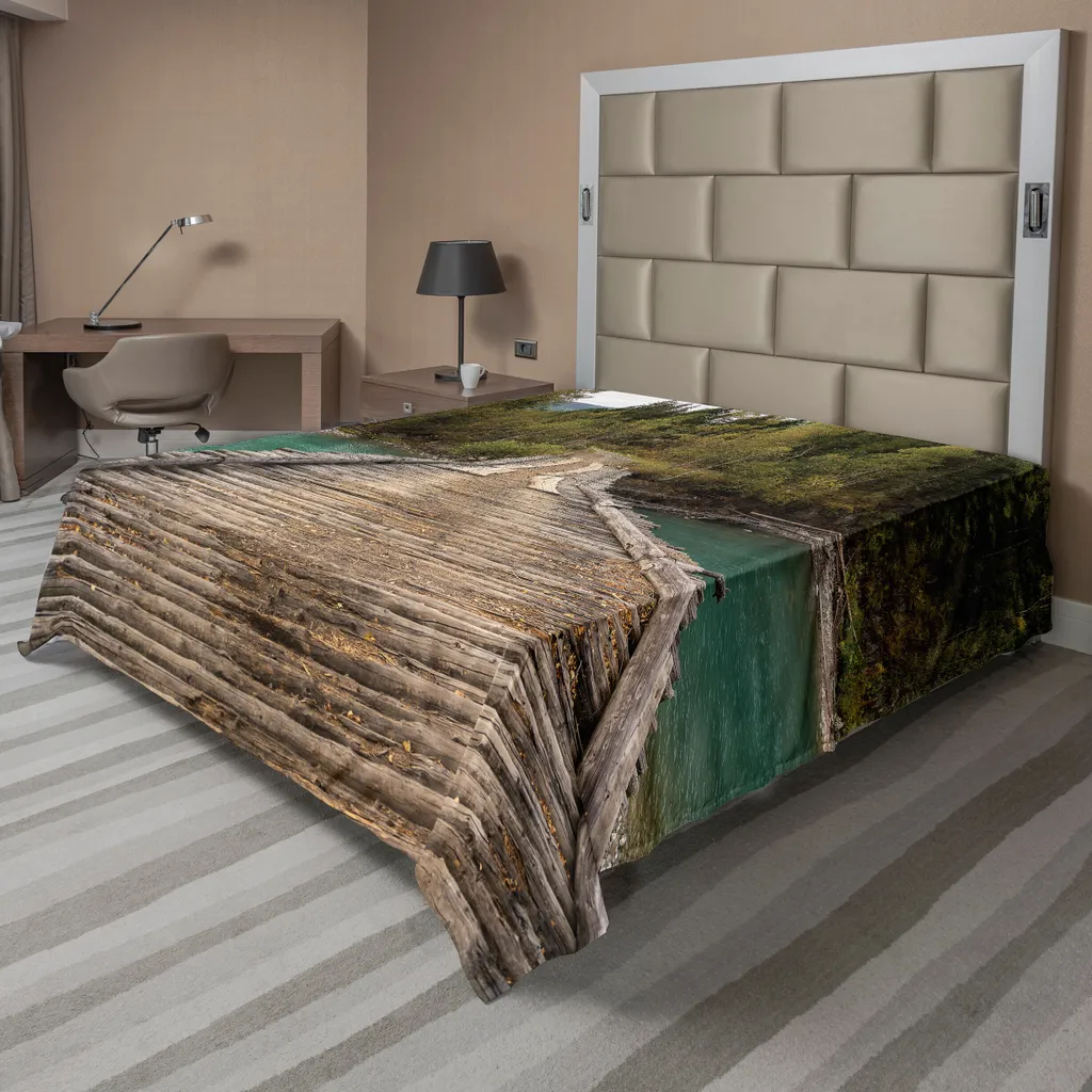 Drap supérieur doux motif rivière et forêt 275x260 cm grand confort