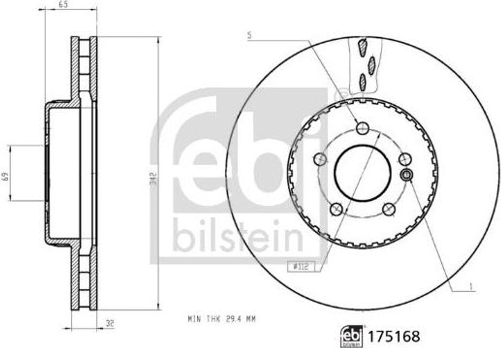 FEBI BILSTEIN 175168 Bremsscheibe OE A0004212812 kompatibel mit CLS, GLC