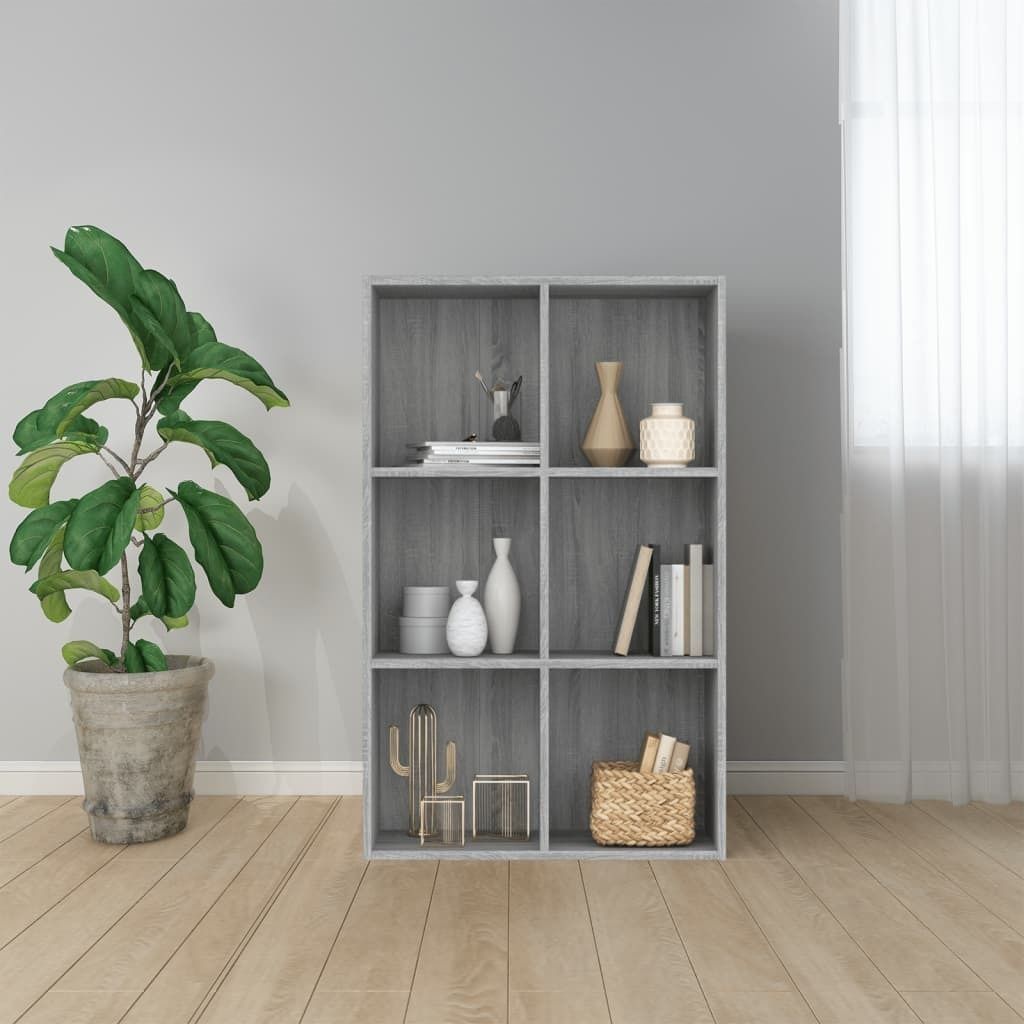 The Living Store Bücherregal/Sideboard Grau Sonoma 66x30x98 cm Holzwerkstoff