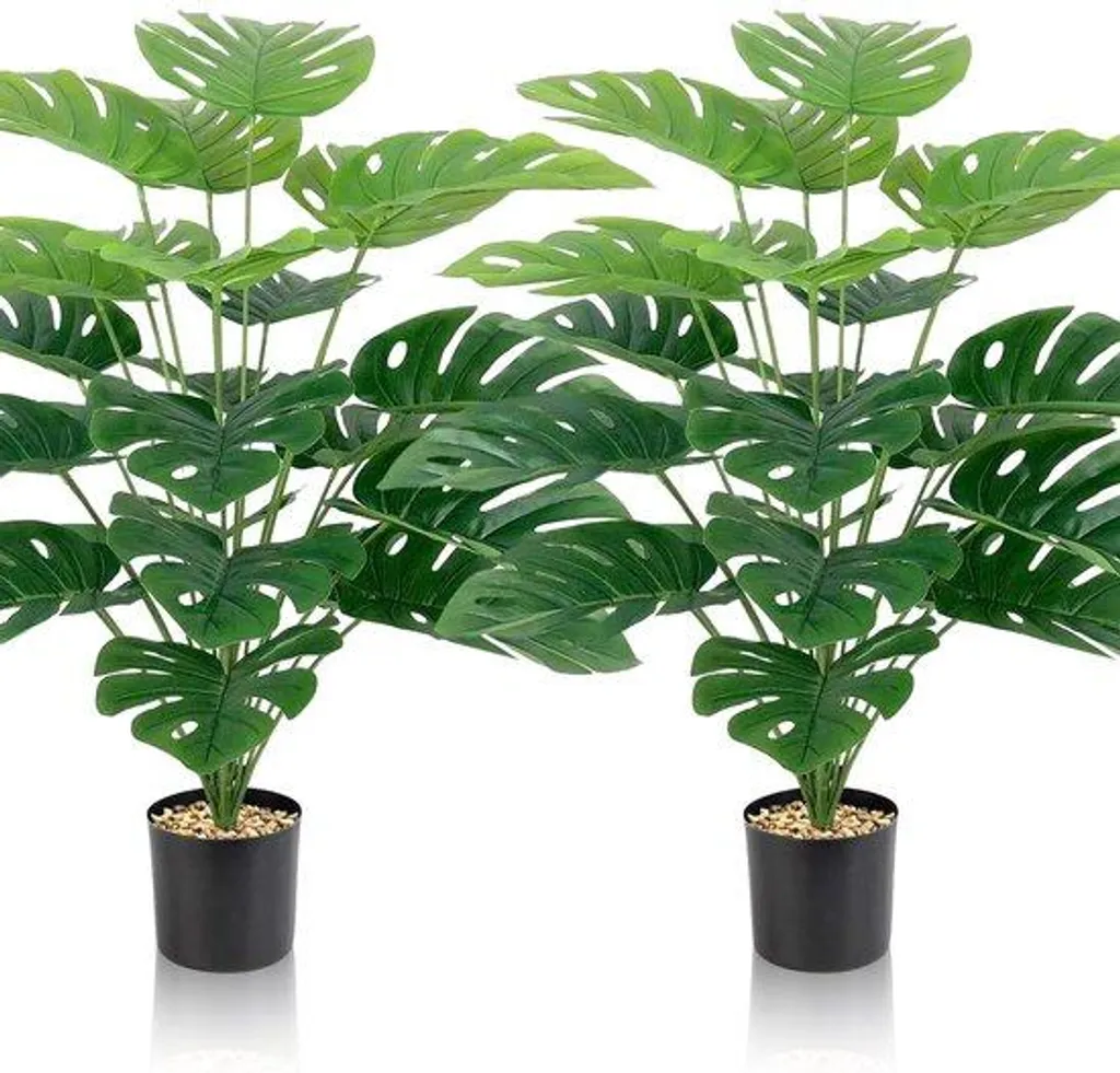 Lot de 2 Monstera Artificiels Géants - Plantes Vertes Néoprène 120cm