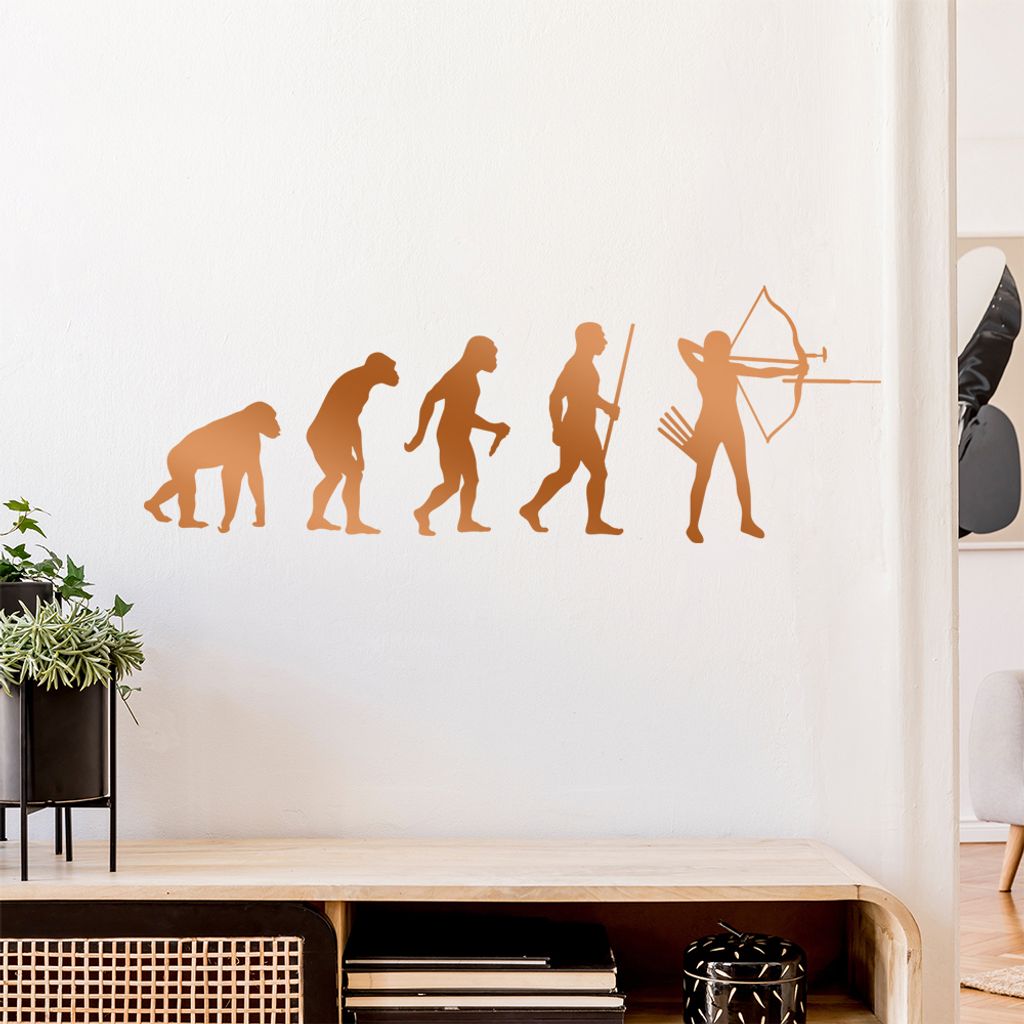 Bogenschießen Evolution Wandtattoo Wandaufkleber Wall Sticker - Dekoration, Küche, Wohnzimmer, Schlafzimmer, Badezimmer