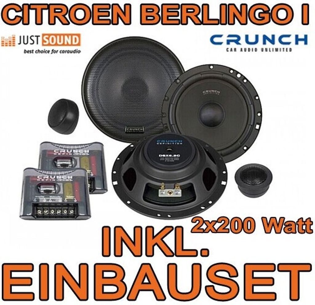 Lautsprecher - Crunch DSX6.2c - 16,5cm Einbauset passend für Citroen Berlingo I - justSOUND