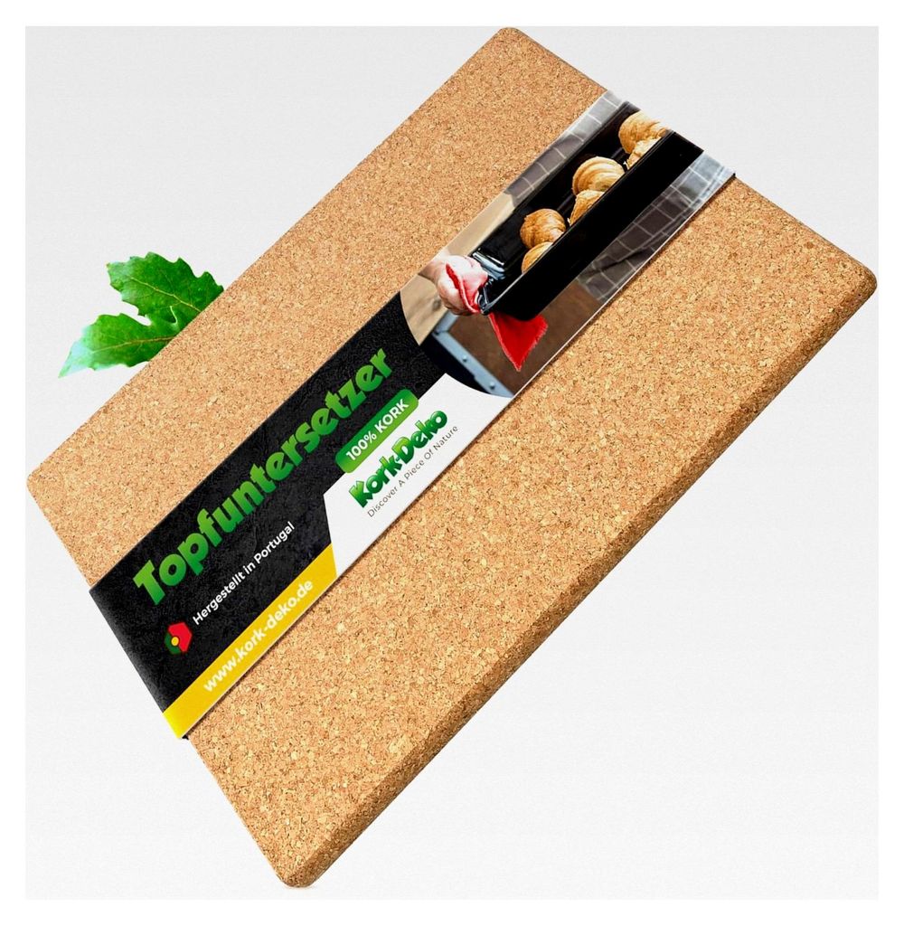 XXL Korkuntersetzer | rechteckig: 45x30 cm | für große Töpfe, Auflaufformen, Pfannen – Dekorative Unterlage auch zum Basteln – Mini-Pinnwand...