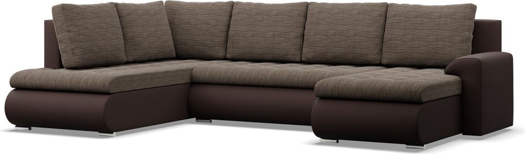 U-Sofa mit Schlaffunktion Foresta, Ottomane, Braun + Braun