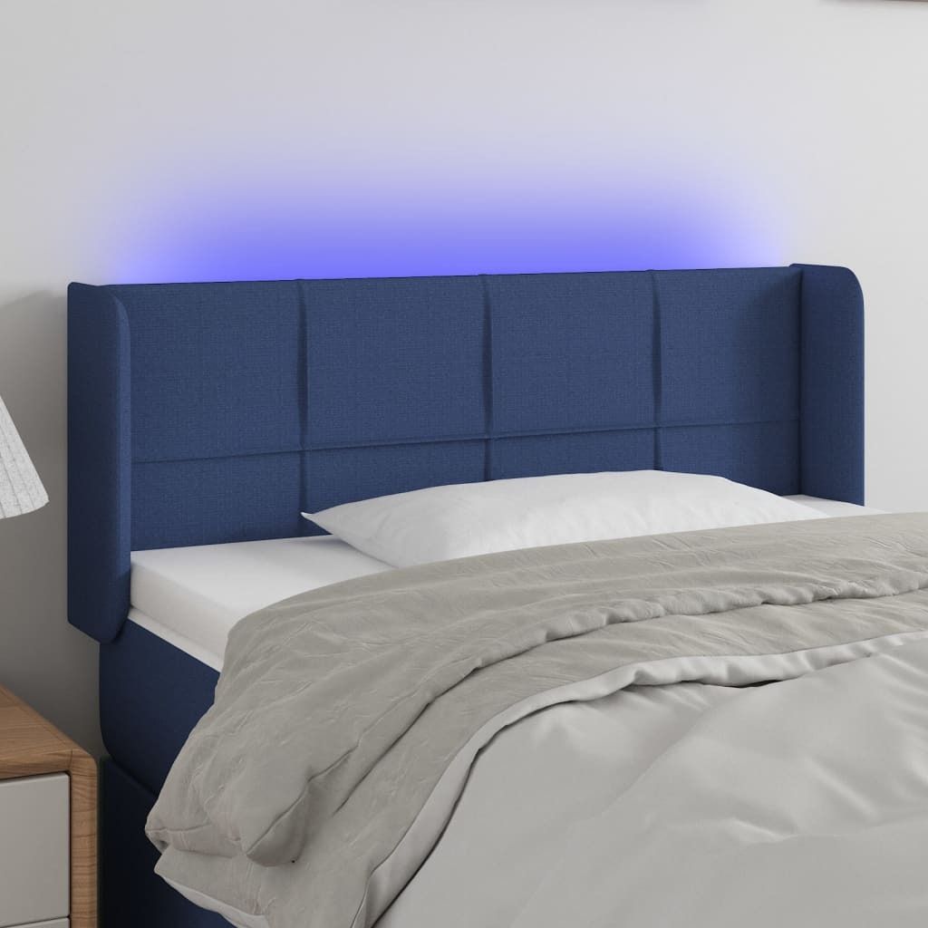 The Living Store LED Kopfteil Blau 83x16x78/88 cm Stoff