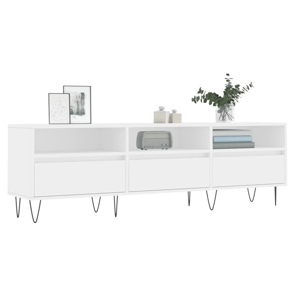 "Winterschlussverkauf "TV-Schrank Industriestil - CLORIS - Fernsehenschrank - Weiß 150x30x44,5 cm Holzwerkstoff - DEMöbel6808139
