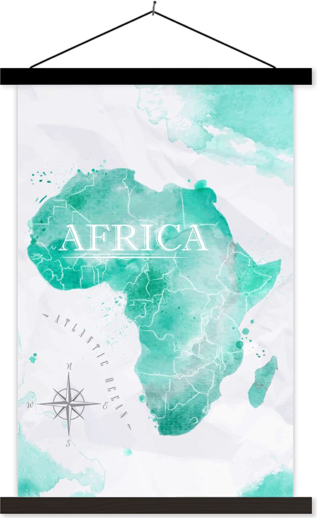 MuchoWow Textilposter Weltkarte - Farben - Afrika 120x180 cm mit schwarzem Rahmen - Fotos