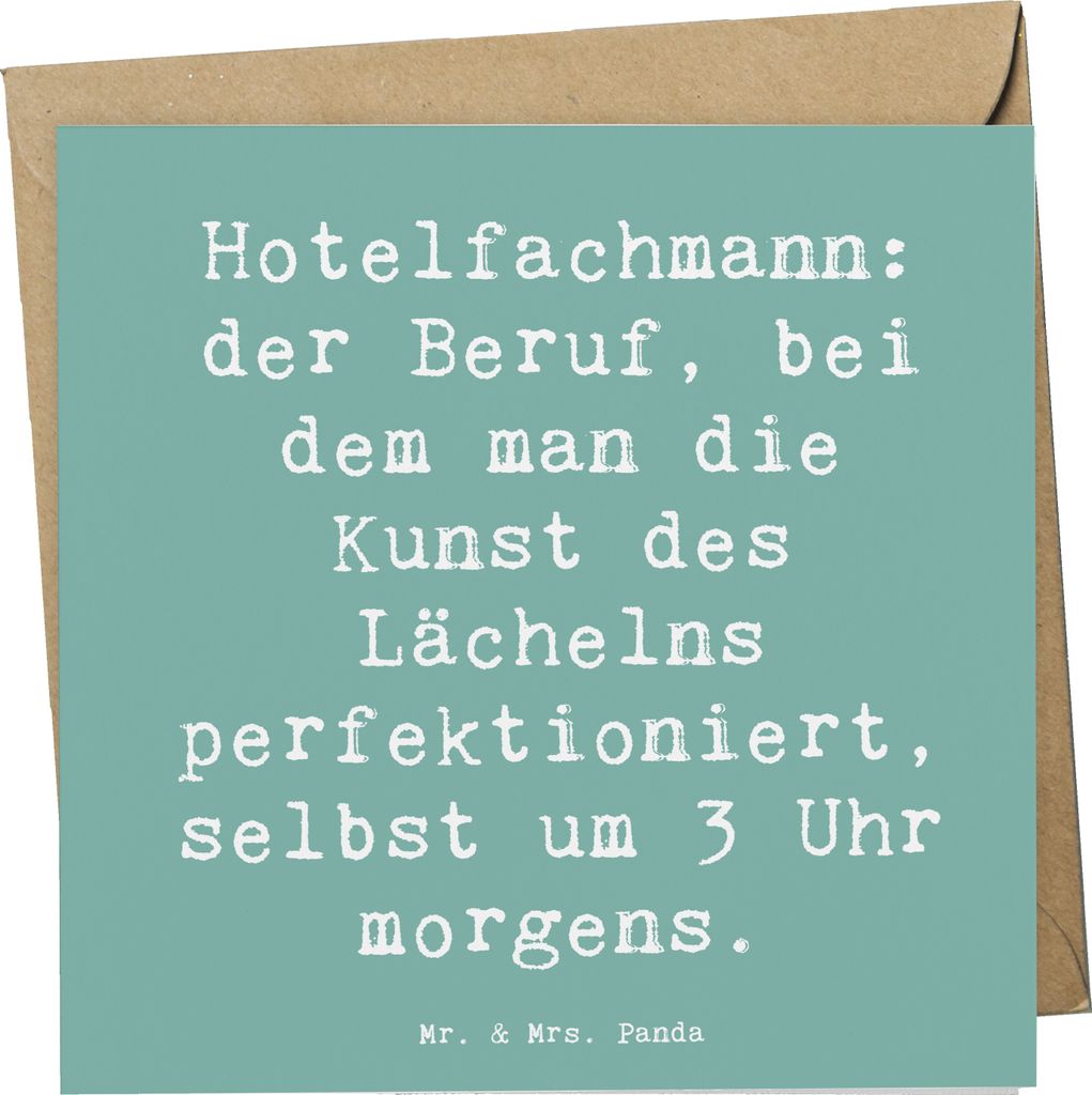 Mr. & Mrs. Panda Klappkarte Spruch Hotelfachmann Lächeln - Meeresbrise - Geschenk, Glückwunschkarte, Gastfreundschaft, Check-in, Empfang, Nachtsc...