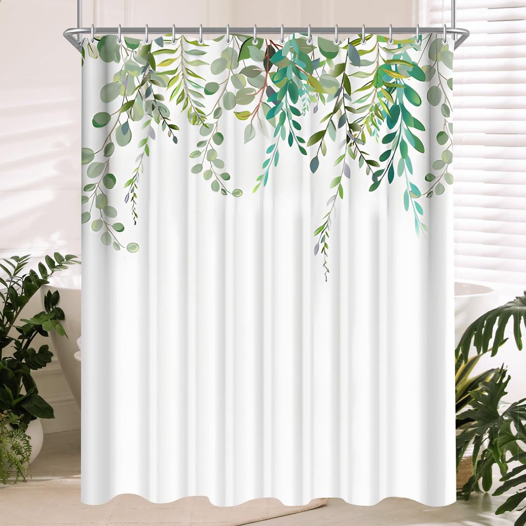Duschvorhang 180x200 cm, schimmelresistentes Textil, blattabweisend, beschwerter Saum, waschbarer Polyester-Badevorhang für Badezimmer, Badewanne ...