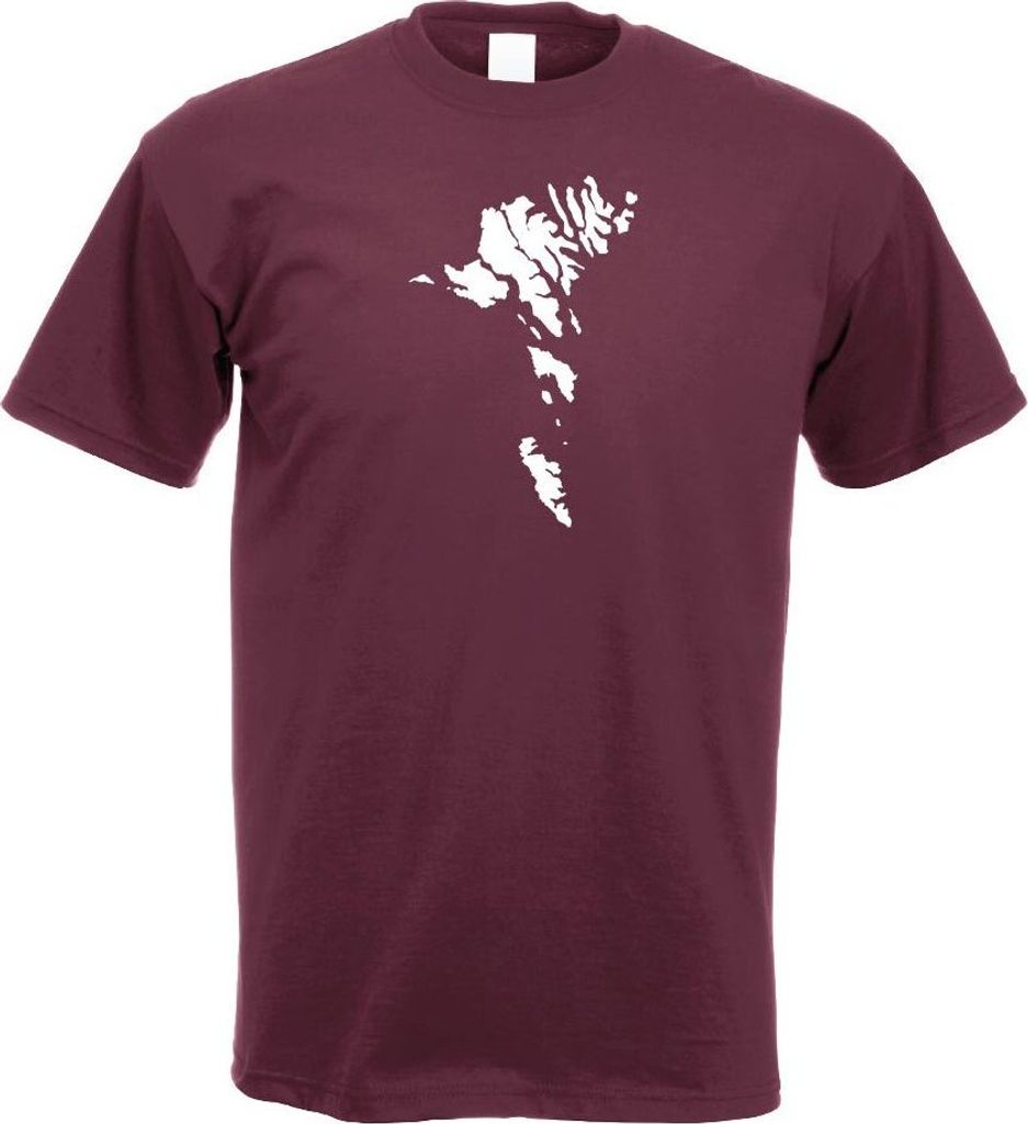 Kiwistar - T-Shirt - Burgund - Färöer Inseln Umriss Kontur Herren Funshirt Bedruckt Design Sprüche Spruch Motive - mit Motiv Bedruckt - Funshirt...