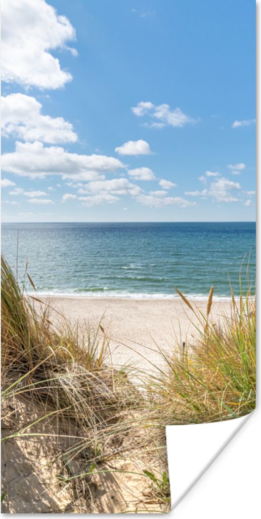 MuchoWow Poster Düne - Gras - Meer - Strand 80x160 cm - Kinderzimmer