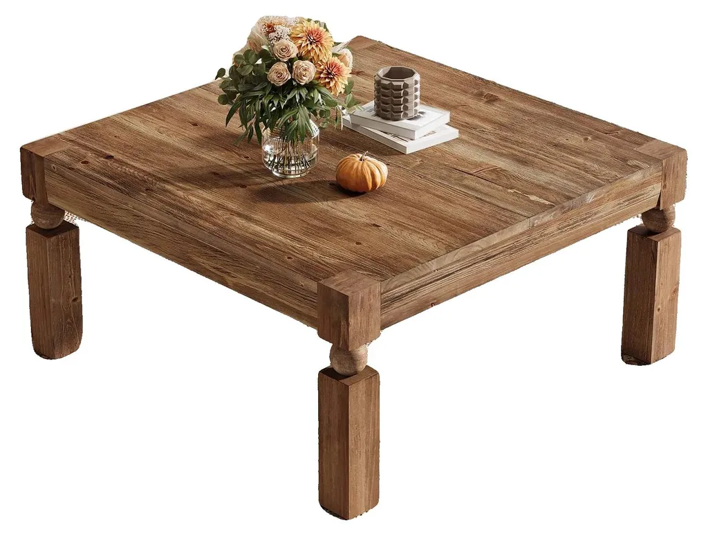 Table basse marron style rustique et construction robuste en bois