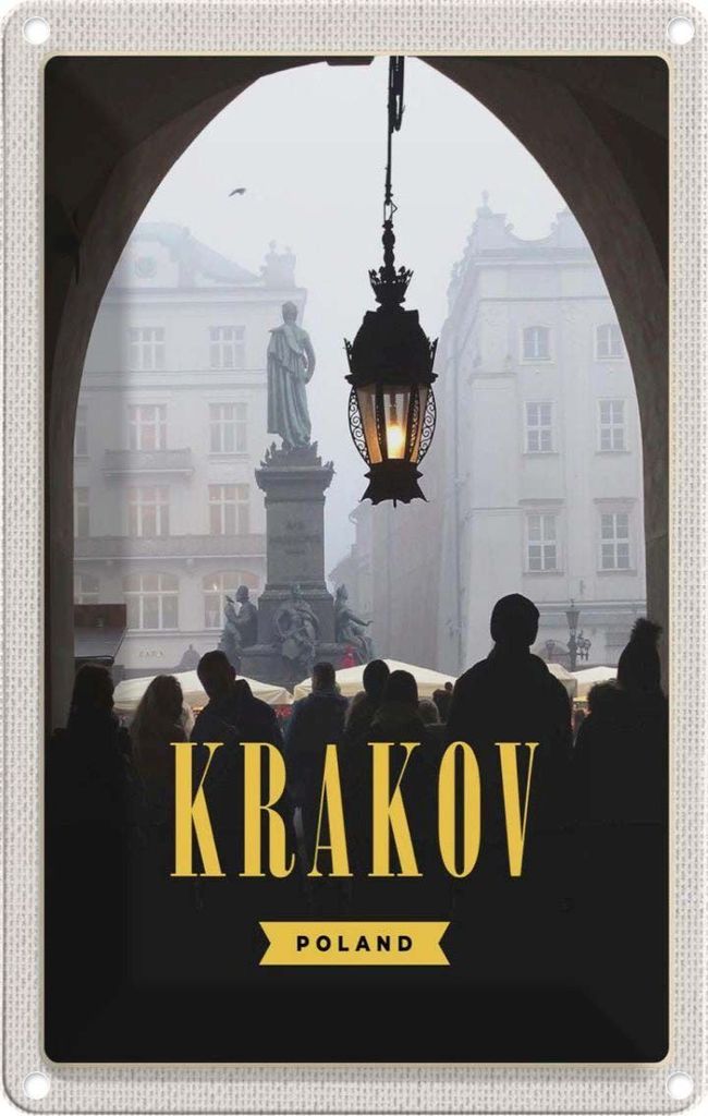 vianmo Blechschild 30x20 cm Krakow Stadt Basar Sehenswürdigkeit Bildmotiv Reisemotiv Abenteuer Reisen Urlaub