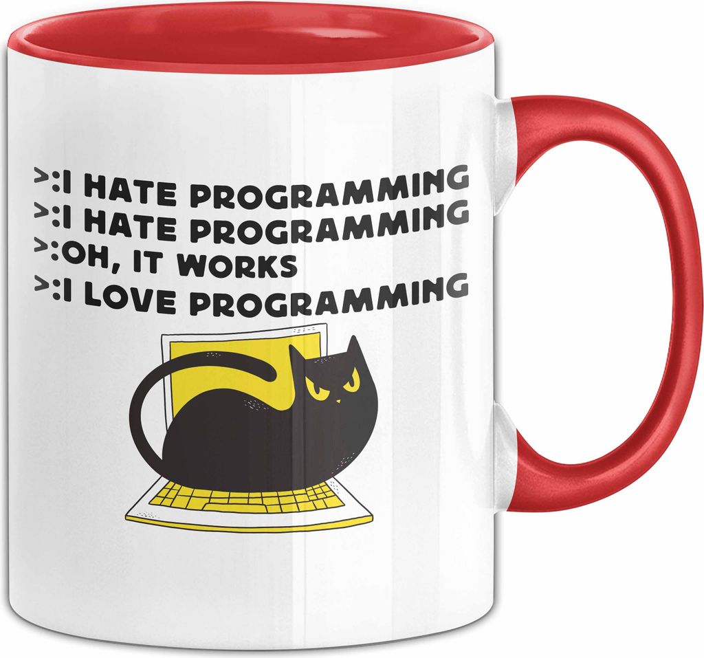 Programmierer Tasse Geschenk Für Informatiker Nerds Kaffee-Becher Für Geeks Kaffee-Becher (Rot)