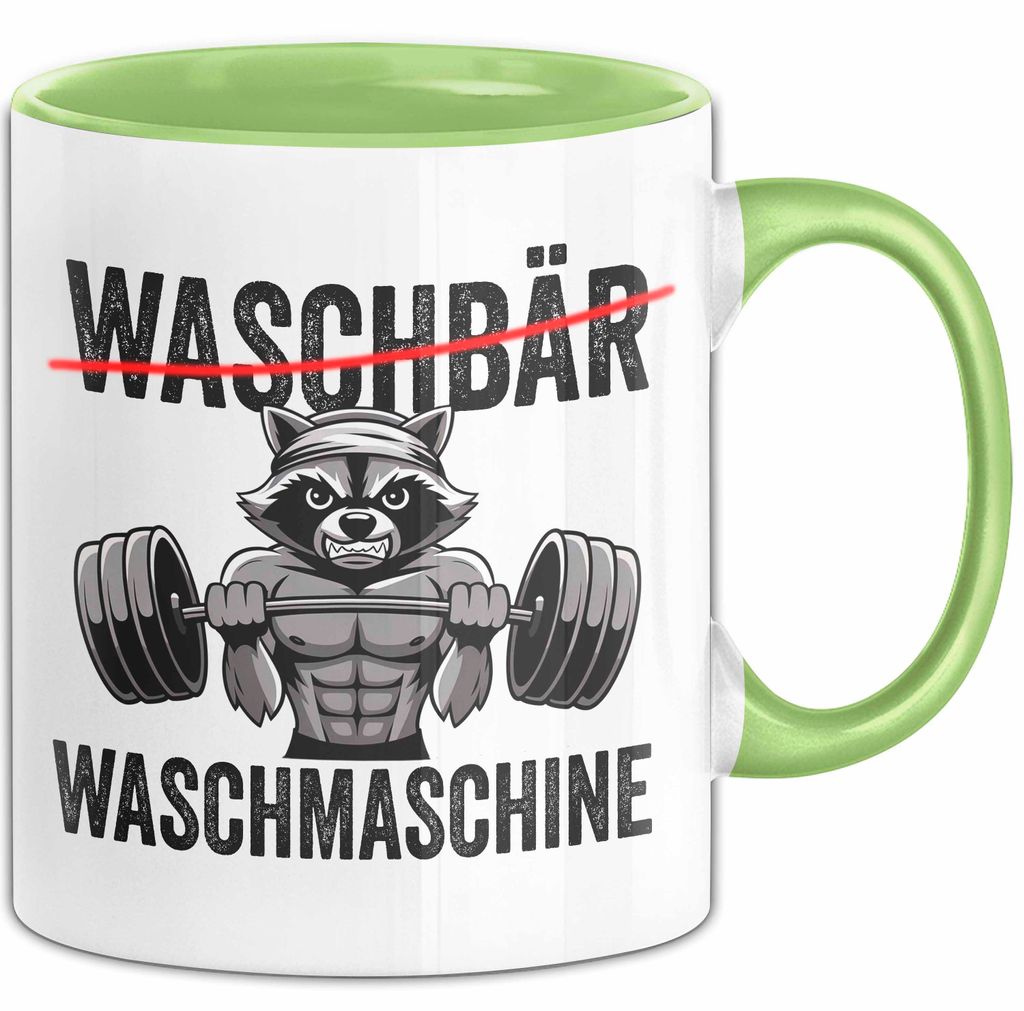 Waschbär Tierliebhaber Tasse Geschenk Lustige Geschenkidee Spruch Waschbär Waschmaschine (Grün)