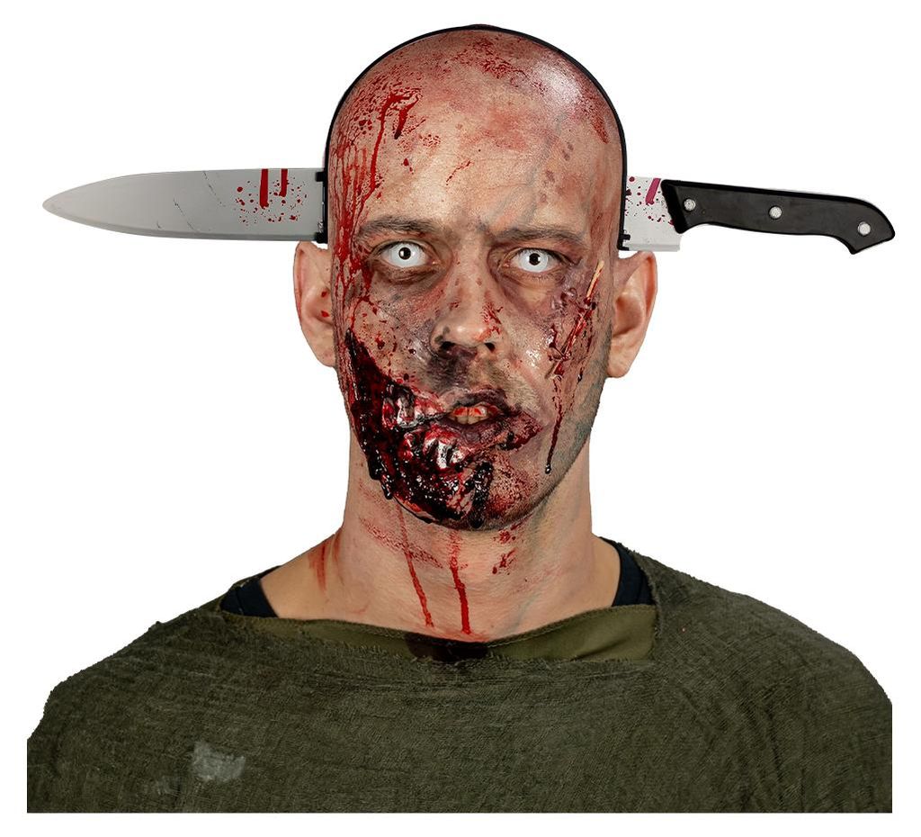 Messer im Kopf Partygag als Kostümzubehör für Halloween und Produktbild  KI-generiertes Bild