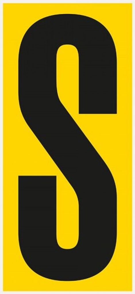 Dreifke Buchstabe S, für den Boden, gelb/schwarz, Kunststoff, 180x400mm, 3/VE