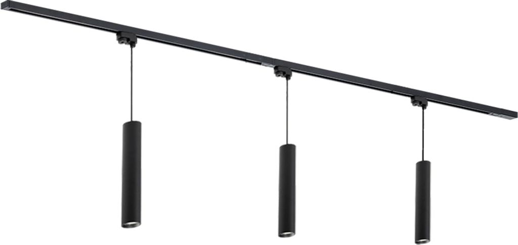 Qub Focus III - LED Schienensystem - Schwarz - 1-Phasen - 200cm - 3x GU10 Pendelleuchten - I-Form