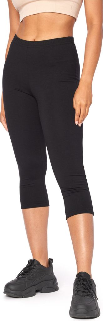 Bellivalini Neon Leggings Damen 3/4 mit Naht, BLV50-302 (Schwarz, XS).
