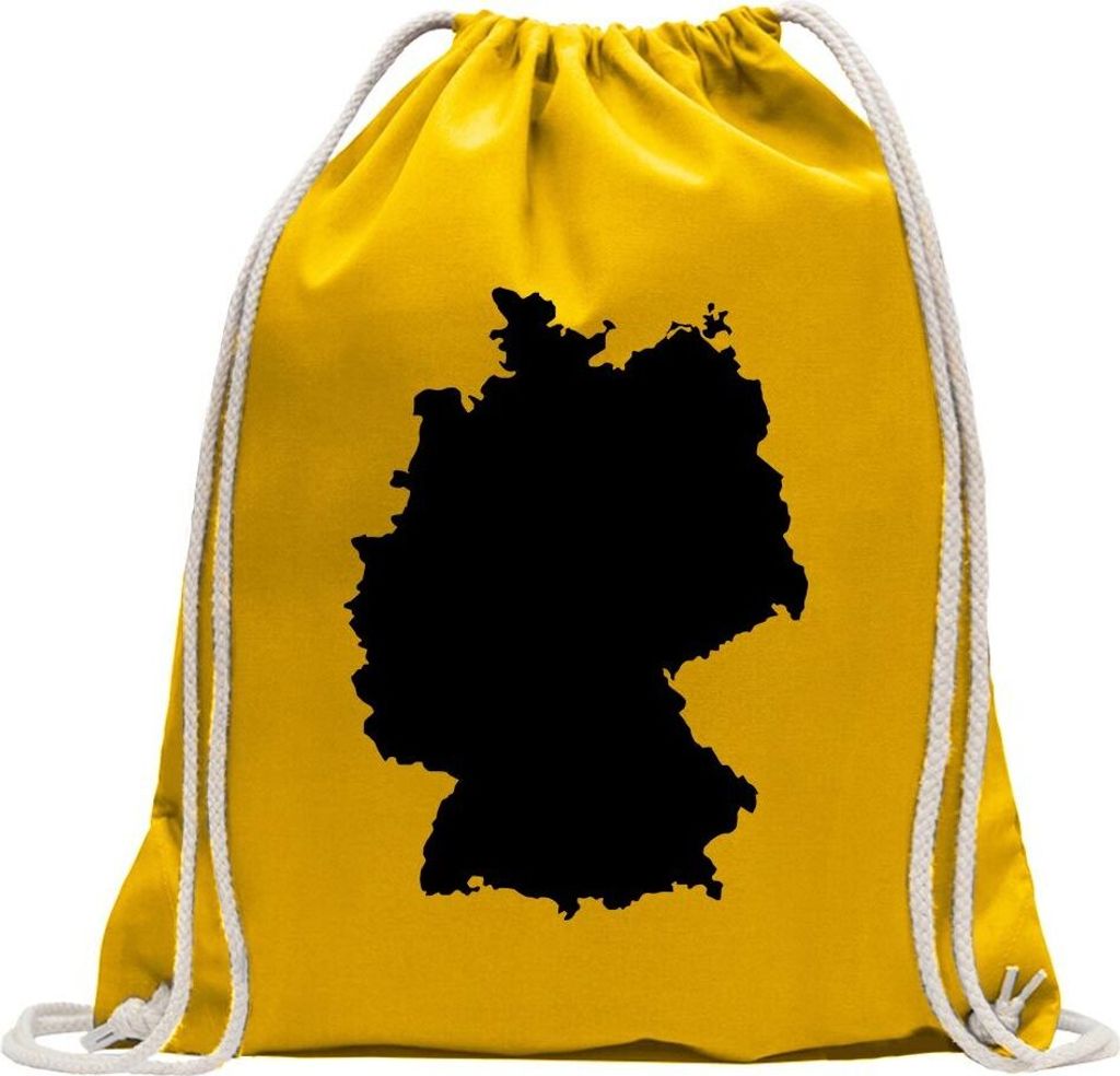 Kiwistar - Turnbeutel - gelb - Deutschland Umriss Kontur - Fun Rucksack Sport Beutel Gymsack Baumwolle mit Ziehgurt