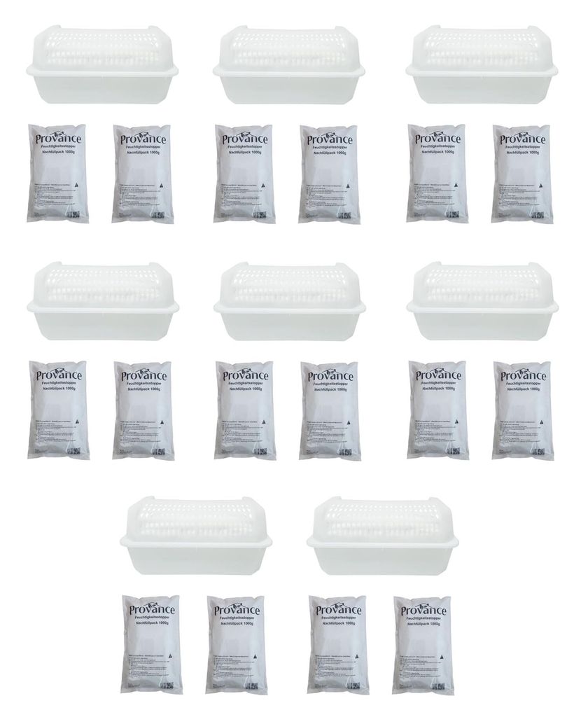 8 x Box XL Luftentfeuchter Sets mit 16 x 1000g Granulat Raumentfeuchter