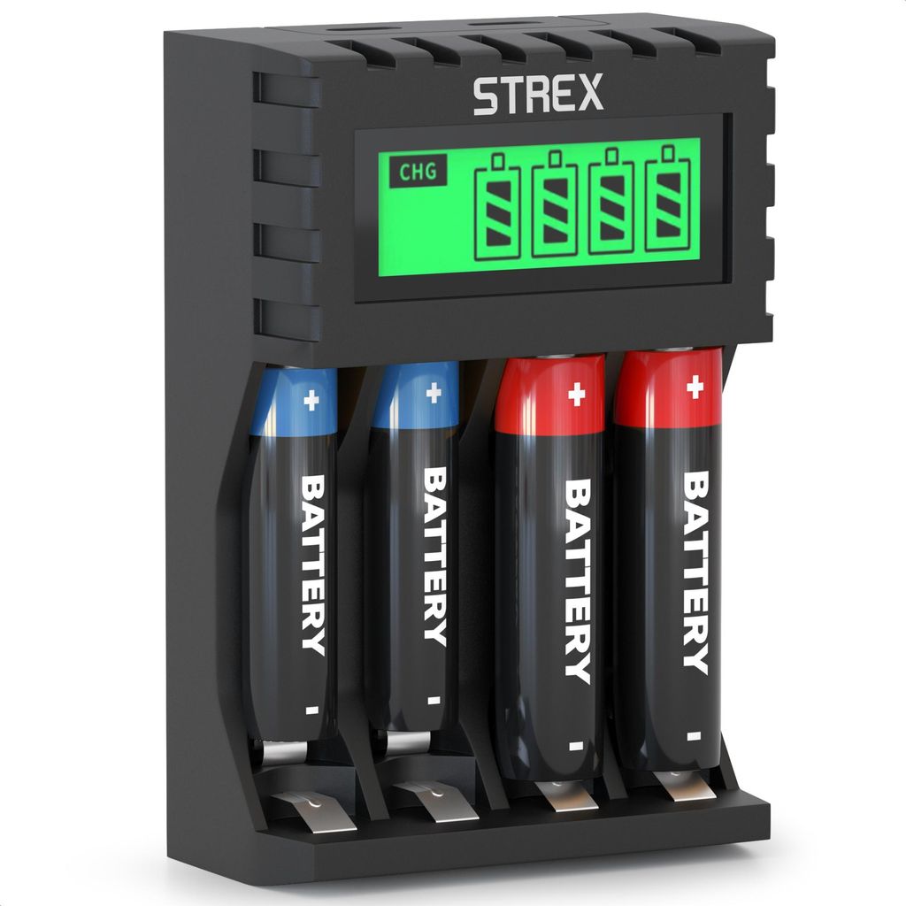 Strex Batterij Oplader - AA/AAA Batterijen - USB Oplaadbaar Productafbeelding 