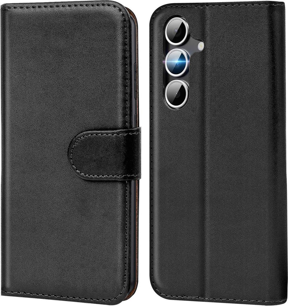 Conie Klapp Tasche für Samsung Galaxy S25 Kartenfach Rundumschutz Hülle in Schwarz