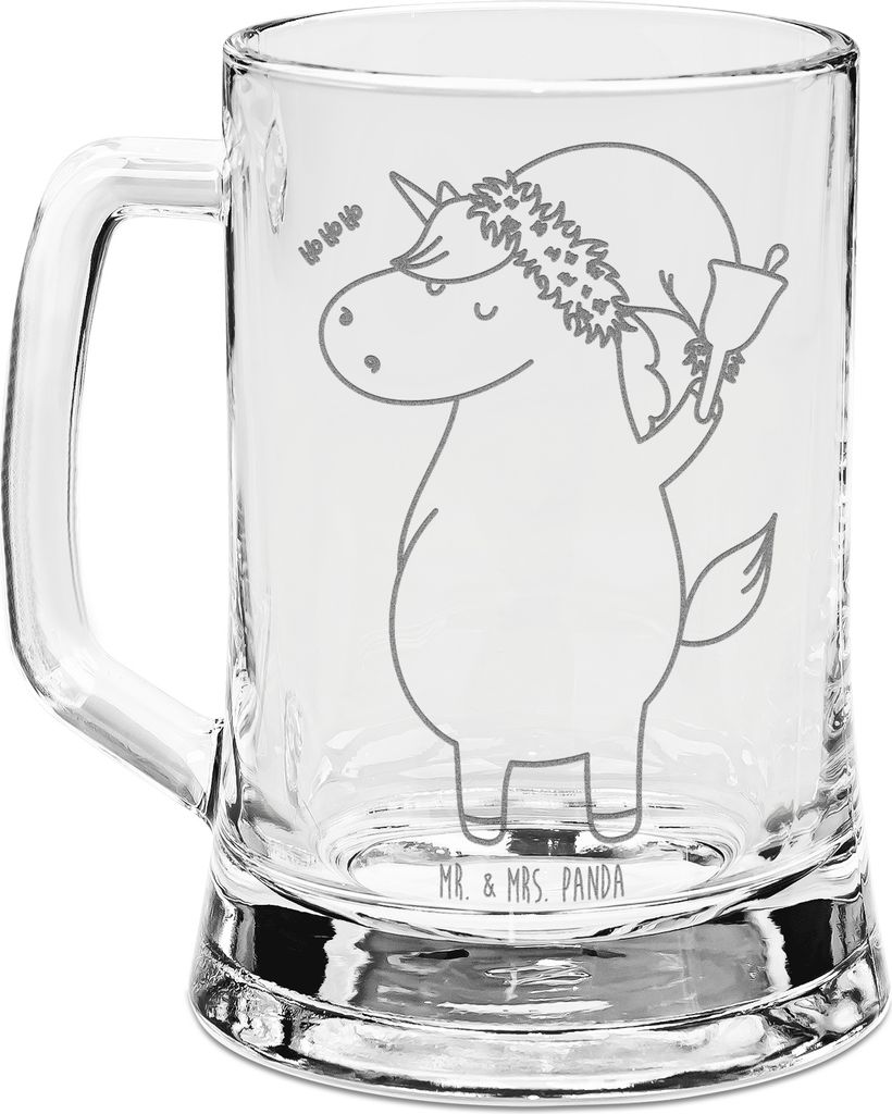 Mr. & Mrs. Panda Glasbierkrug Einhorn Weihnachtsmann - Transparent - Geschenk, Weihnachten, Einhörner, Schokolade, Humpen, Seidel, Wunschliste, Bi...