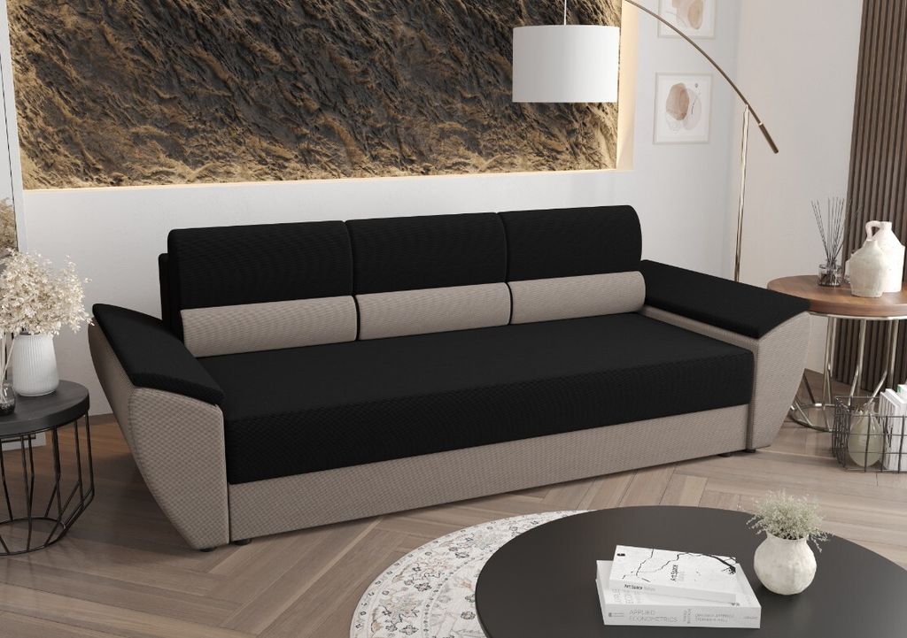 Roe Furniture | Schlafsofa - REBI BIS - 240x78 cm - Schwarz/Grau - Funktional und Stilvoll - Sofa - Sofabett