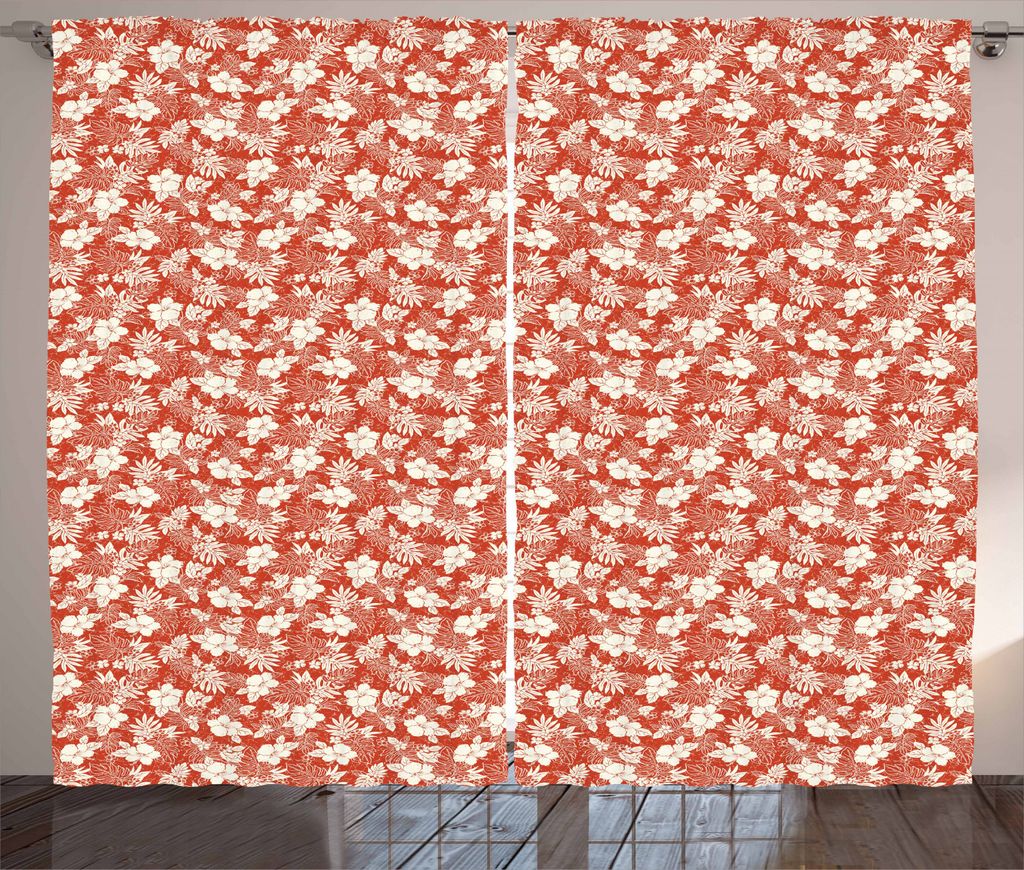 ABAKUHAUS Urwald Rustikaler Vorhang, Schmutz-Art Hawaii-Insel, Wohnzimmer Universalband Gardinen mit Schlaufen und Haken, 280 x 245 cm, Rust und Sahne