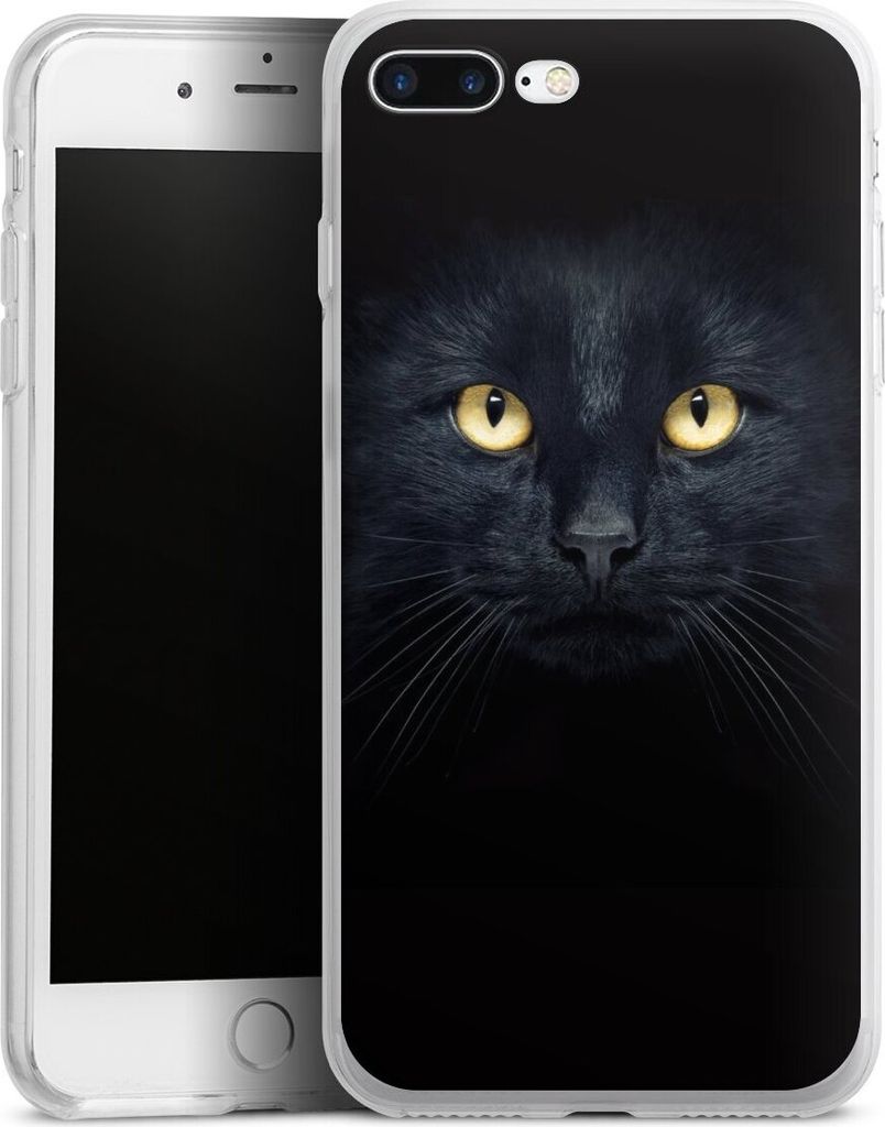 DeinDesign Handyhülle für Apple iPhone 7 Plus Silikon Hülle Case Smartphone Schutzhülle Auge Katze schwarz